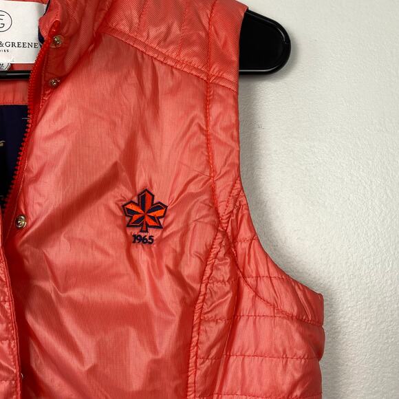 Fairway & Greene Ladies Coral Puffer Vest Golf Full Zip Snap Pockets Size Medium - Picture 3 of 11